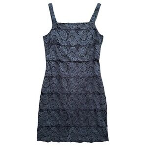 Vintage Y2K Square Neck Lace Mini Dress Womens 12 Fairy Whimsigoth Party Wedding